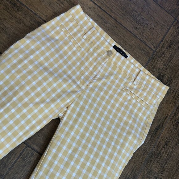 Ann Taylor Gold and White Gingham Check Ankle Cropped Pants Size 2 - Picture 6 of 9